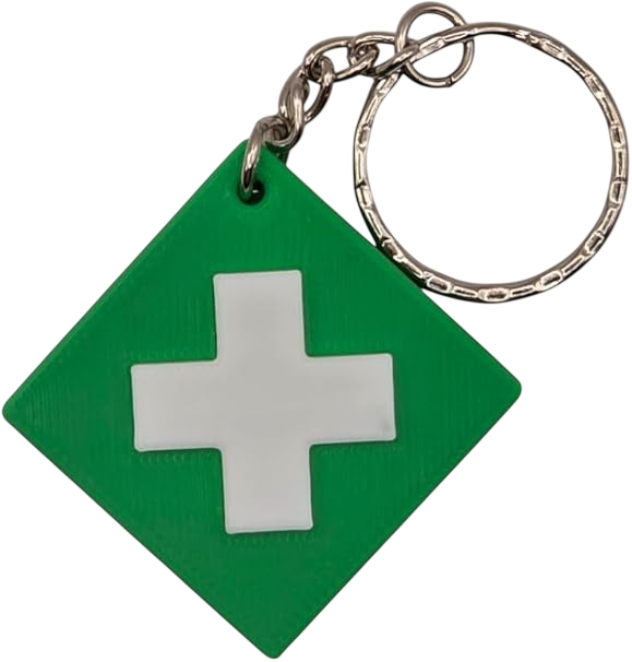 Grüner RFID-Notfall-Anhänger mit weißem Kreuz